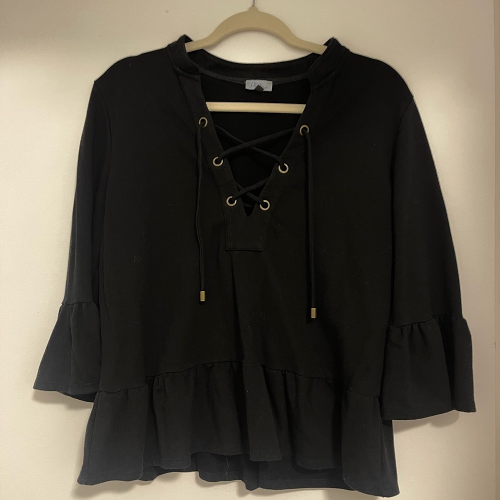 Peplum lace up blouse